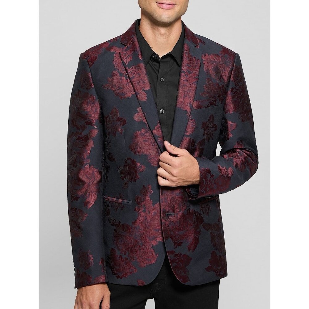 Guess Men’s Jacquard Floral Blazer Allover Floral Printed Size L